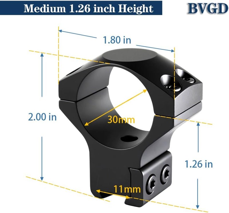 BVGD Store 30mm Dovetail Scope Rings, High Profile, Medium Profile and Low Profile 30mm Scope Mount Rings for 11mm Dovetail Rails - Image 2